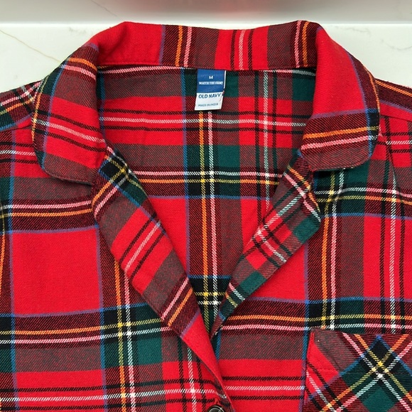 Old Navy Christmas Red Flannel Pajamas set “Match the Fam” size Med EUC - Picture 8 of 10